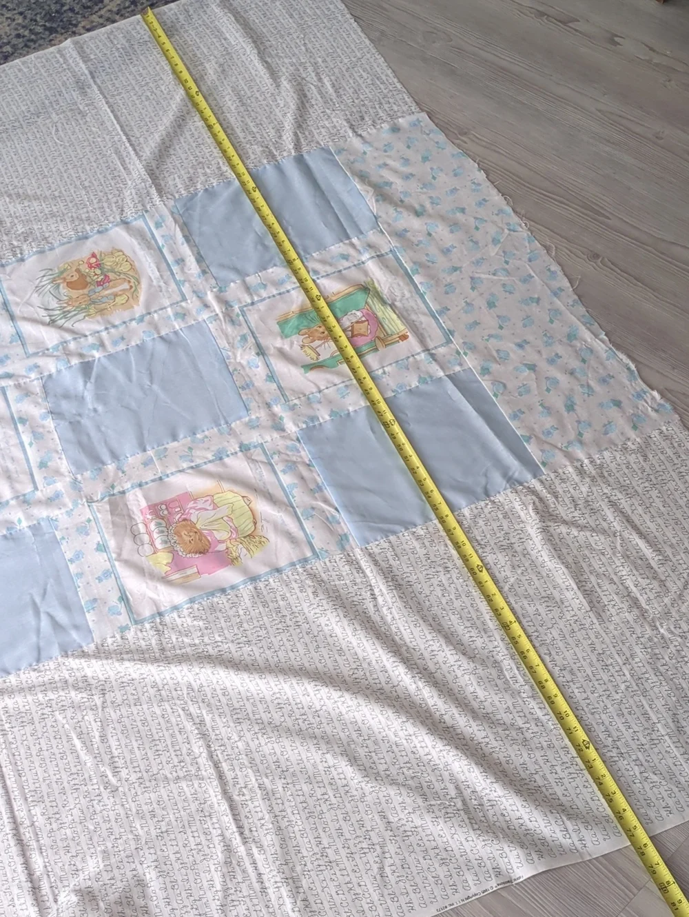 Handmade Peter Rabbit Beatrix Potter Quilt Top 77.5x87 Unfinished Cotton
